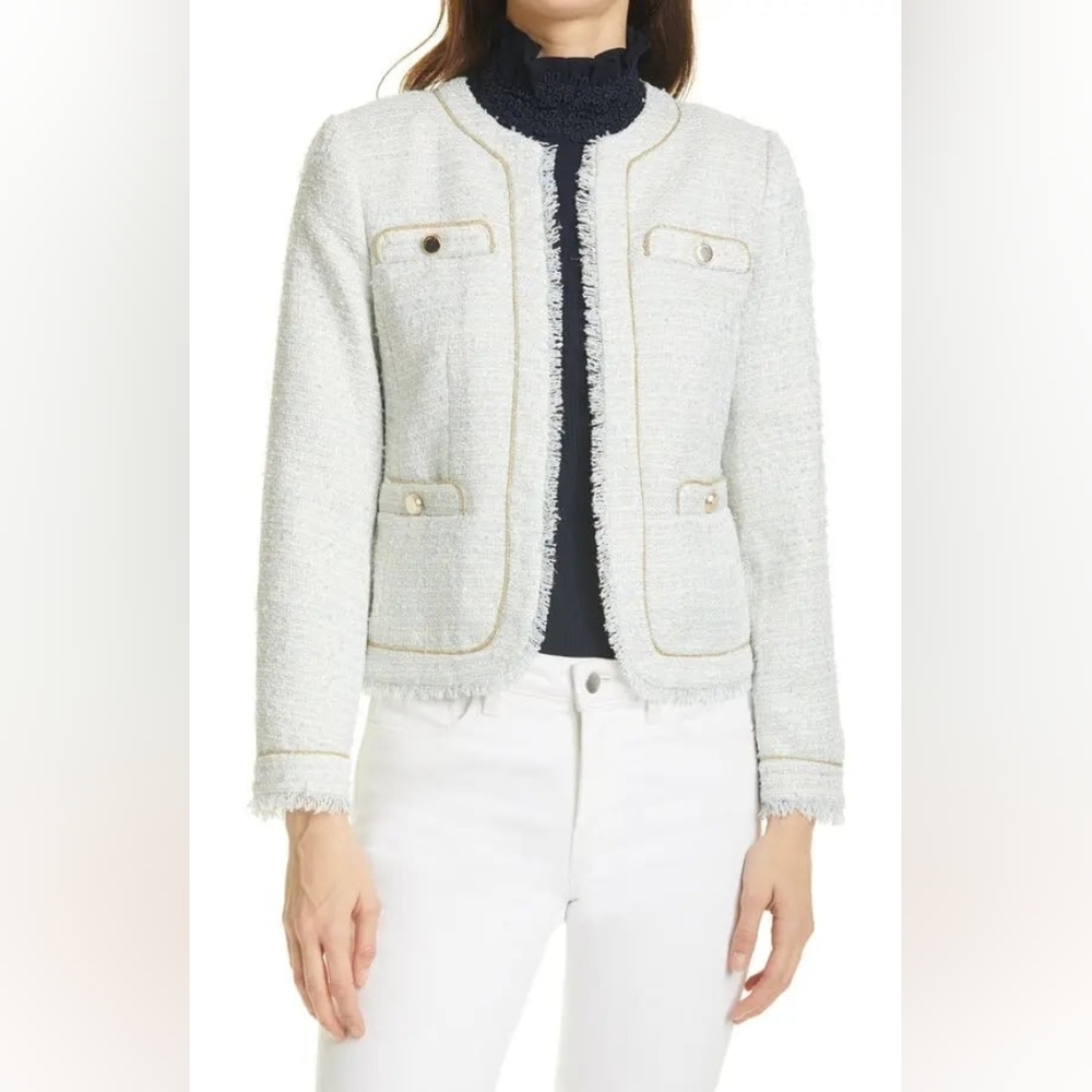 Ted Baker - Relaxed Metallic Braid Boucle Jacket Light Blue - Ted 4 (US 8-10)